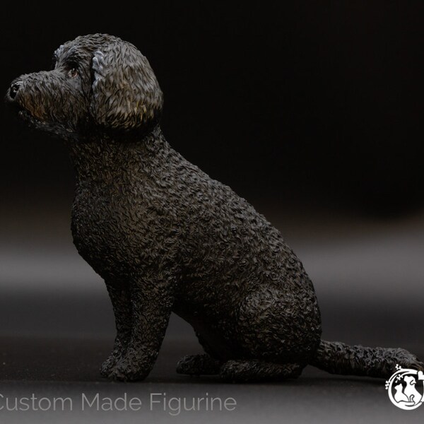 Life-like custom made/hand made figurine, sculpture, memorial, mirror image of your beloved four legged friend with mahogany urn up to 31KG