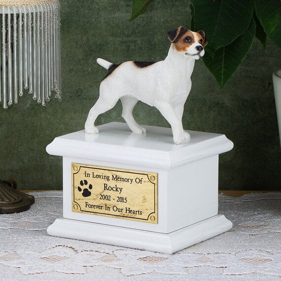 Solid Wood Dog White Cremation Urn Casket Jack Russell Etsy