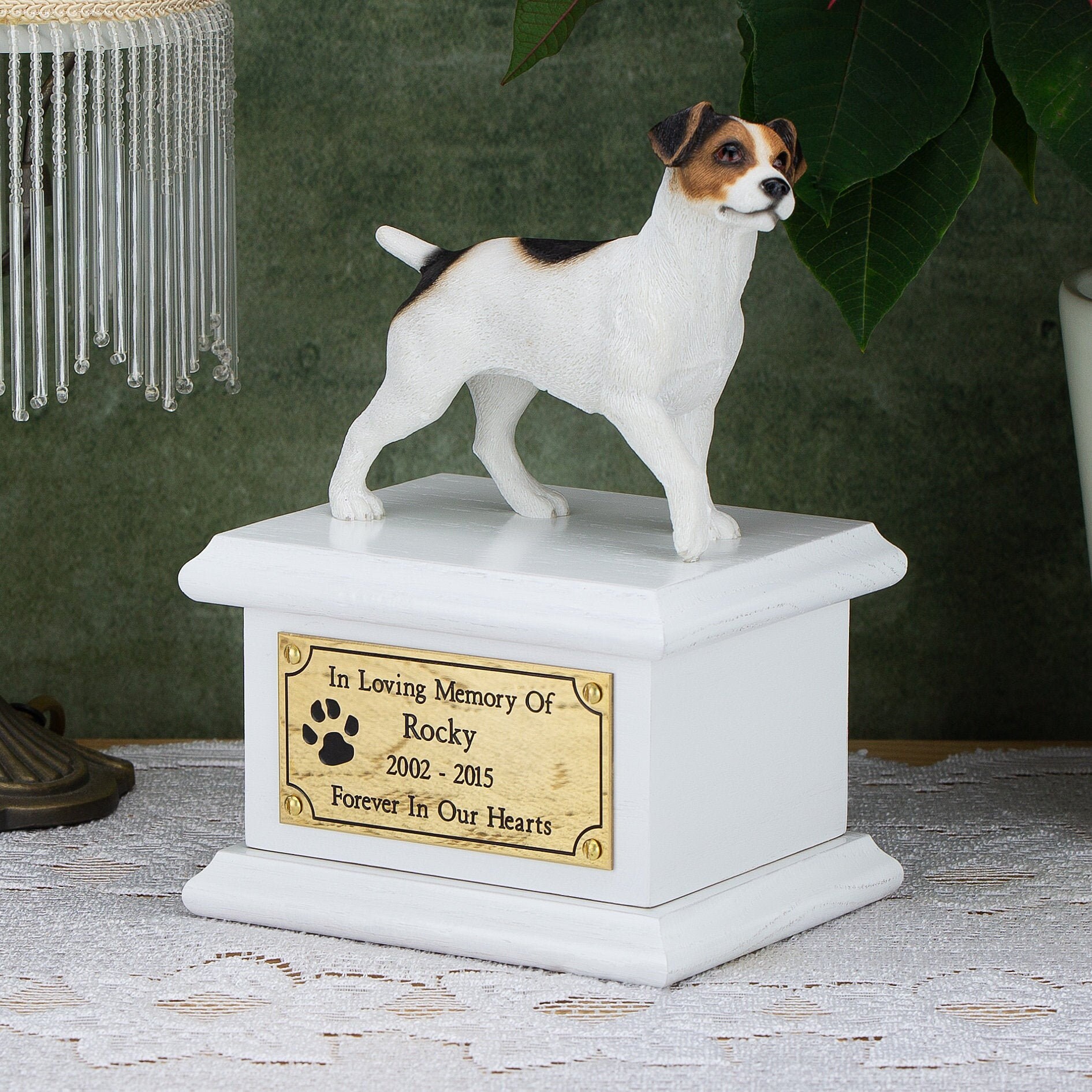 Massief houten hond wit Crematie Urn/kist Jack Russell Etsy Nederland