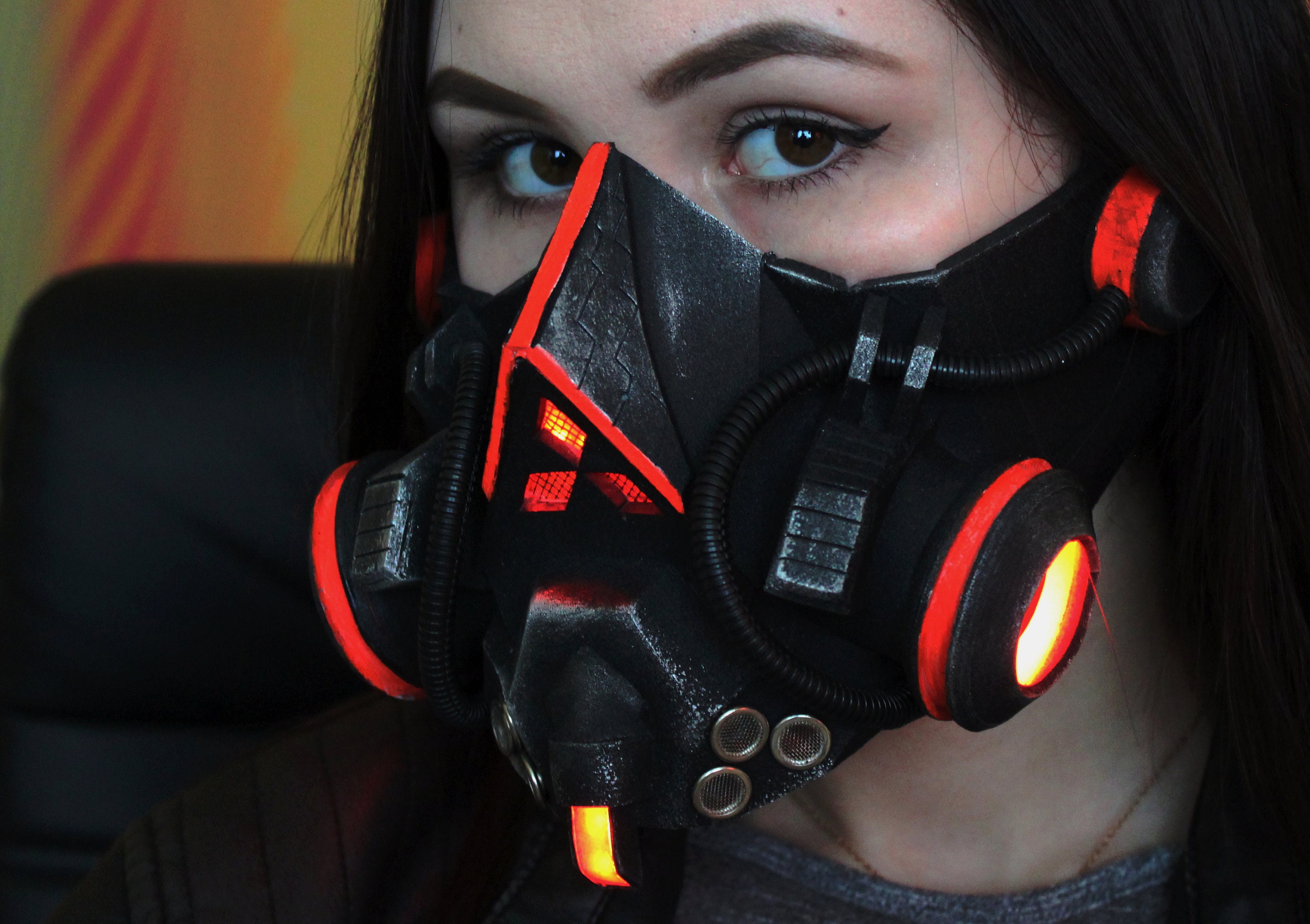 Cyberpunk face mask respirator red Etsy