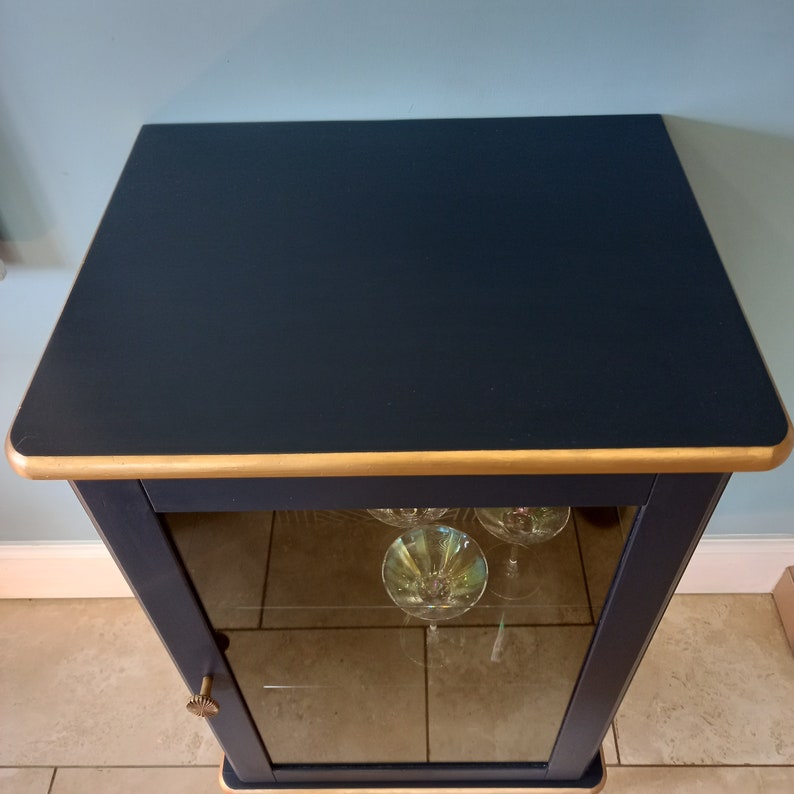 Navy and Gold Display Glass Fronted Storage Unit Etsy UK