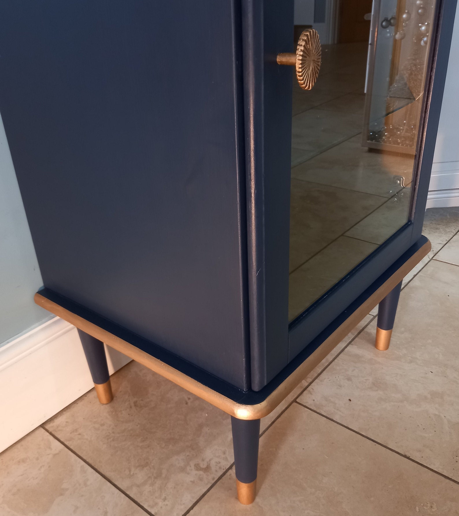 Navy and Gold Display Glass Fronted Storage Unit Etsy UK