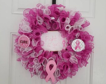Breast cancer awareness wreath