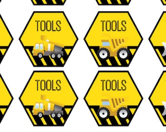 Construction Birthday Party "Tools" Signs | Construction Party Decor | INSTANT DOWNLOAD