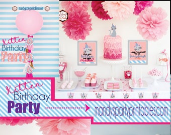 Full Kitten Birthday Party Printables--From Personalized Invitation to Cupcake Wrappers and Much More!