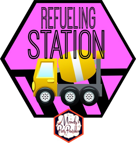 Refueling Station Party Sign | Construction Birthday Party | Instant Download Il_570xn