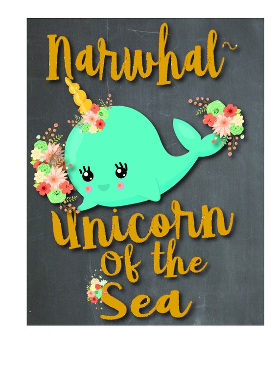 Narwhal Birthday Party Sign | Narwhal Birthday Party Favors | INSTANT DOWNLOAD | Unicorn of the Sea | Narwhal Unicorn of the Sea Il_570xn