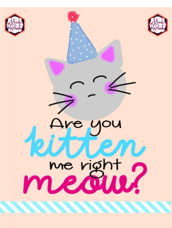 Are You Kitten Me Right Meow? Kitty Cat Party Sign from Kitty Cat Birthday Party Printables | INSTANT DOWNLOAD Il_570xn