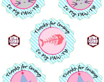 Kitty Cat Thank You Tags from Kitty Cat Birthday Party Printables