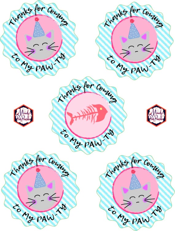 Kitty Cat Thank You Tags from Kitty Cat Birthday Party Printables Il_570xn