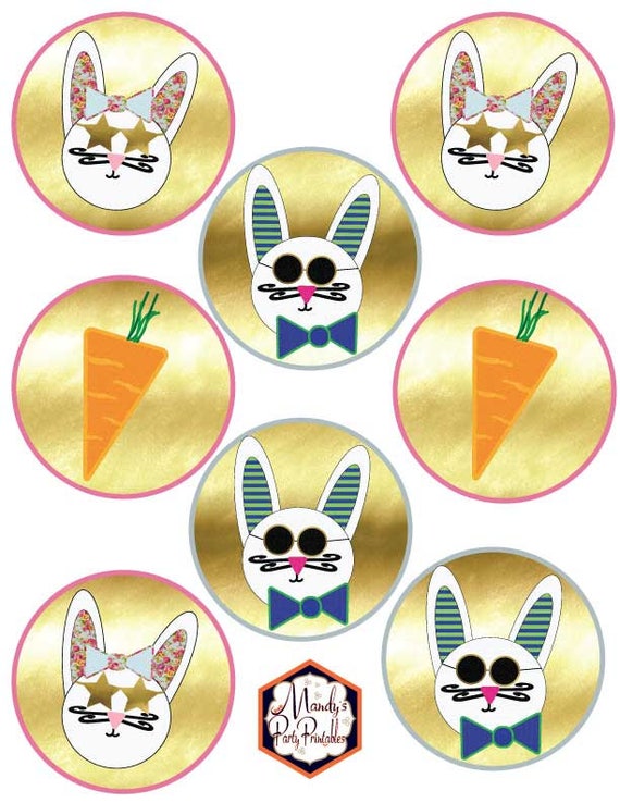 Easter Bunny Cupcake Toppers- Easter Party Decorations - Il_570xn