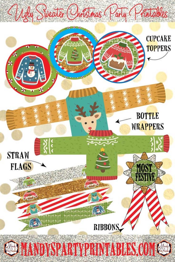 Ugly Sweater Christmas Party Printables with Personalized Party Invitation Il_570xn