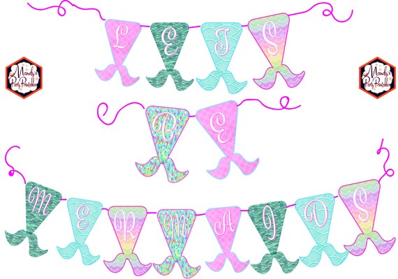 A "Let's Be Mermaids" Birthday Party Banner Il_570xn
