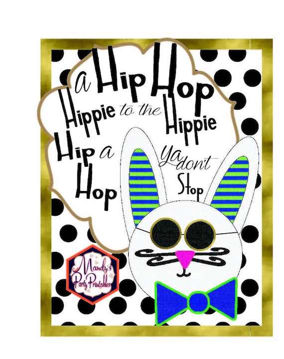 Hipster Easter Bunny Printable Sign -- Hip Hop Easter -- Trendy Easter Printables -- Hipster Bunny Rabbit -- Unique Easter Party Ideas Il_570xn