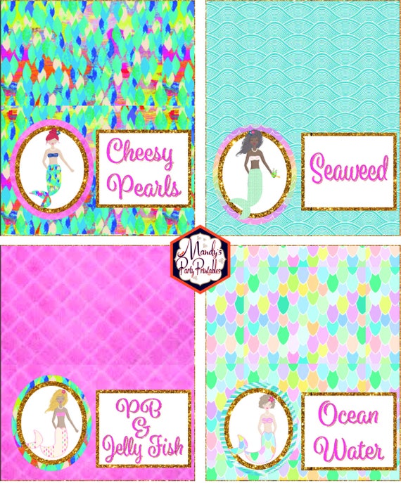 Mermaid Food Tents | Mermaid Food Labels | INSTANT DOWNLOAD Il_570xn