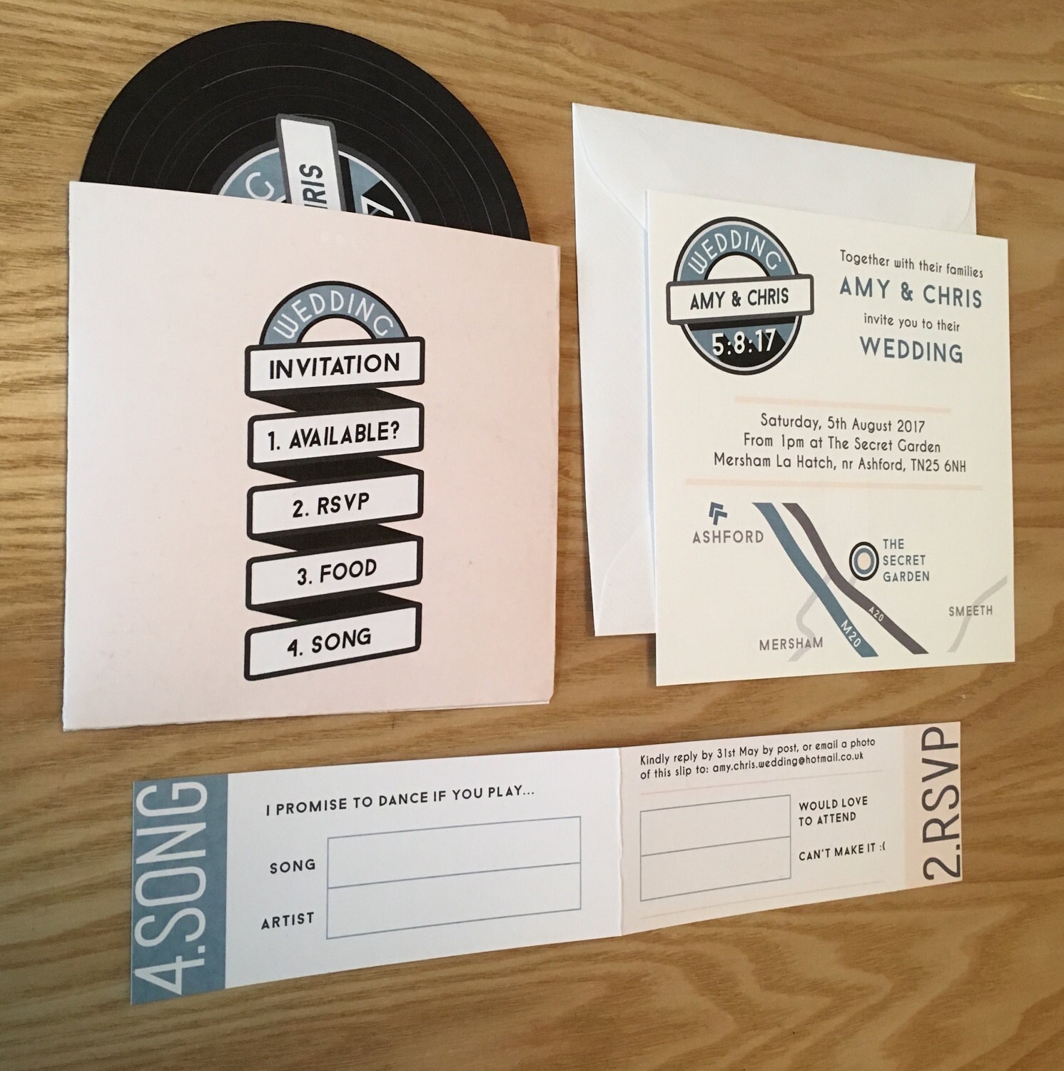 Printable Retro Vinyl Record Wedding Invitation Digital Etsy