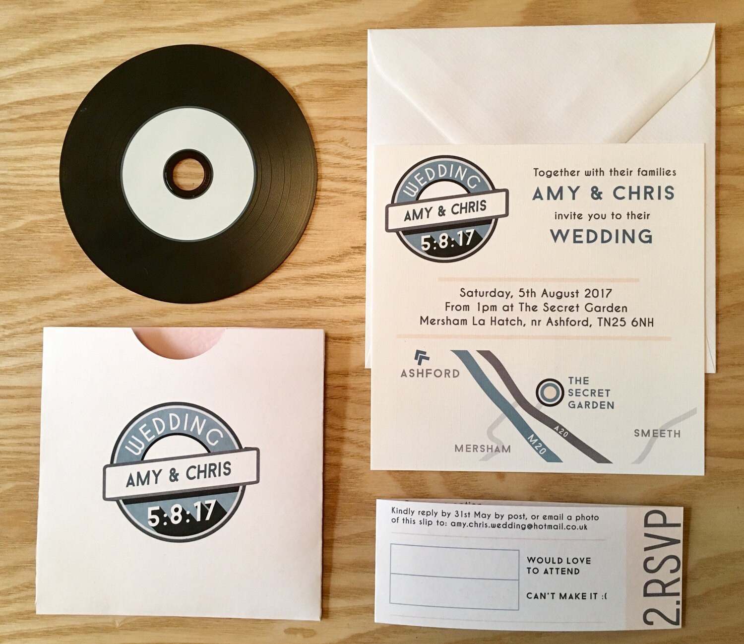 Printable Retro Vinyl Record Wedding Invitation Digital Etsy