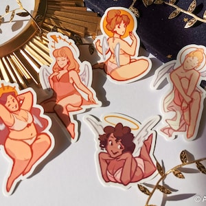 Angel Vinyl Stickers - 5 designs and set - 3 inch - waterproof