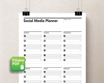 Weekly Social Media Planner, Content Planner, Instagram Posting Schedule, Pinterest Plan, Weekly Post Planner, Facebook Agenda, 5 Day Plan