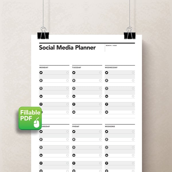 Weekly Social Media Planner, Content Planner, Instagram Posting Schedule, Pinterest Plan, Weekly Post Planner, Facebook Agenda, 5 Day Plan