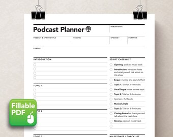 Podcast Planner Worksheet, Podcast Worksheet, Pod Cast, Podcast Plan, Podcast Checklist, Episode, Podcast Kit, Podcast Planning Template