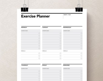 Weekly Exercise Planner, Meal Planner, Life Planner, Workout Planner, Meal Planner, Weekly Agenda, Exercise Tracker, Week Plan, Meal Plan,