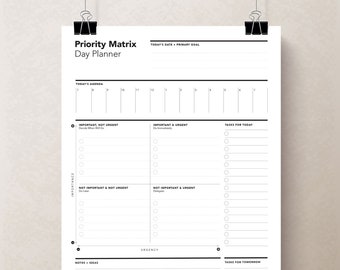 Task Priority Matrix, Eisenhower Matrix, Decision Matrix, Productivity Planner, Action Planner, Daily Planner, Urgent-Important Matrix