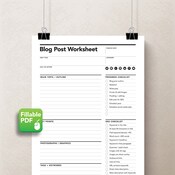 Blog Post Planner Blogging Planner Blog Post Checklist Template ...