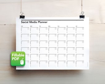 Social Media Planner, Blog Planner, Content Planner, Instagram Planning Tool, Facebook Agenda, Pinterest Plan, Twitter, Monthly Calendar