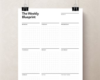 Weekly Planner, Week at a Glance, Weekly Agenda, Weekly Blueprint, Printable Weekly Planner, Project Planner, Task Planner, ADHD Planner