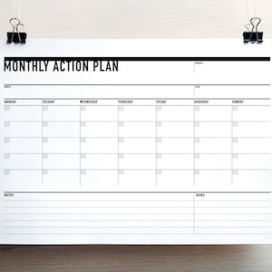 Printable Monthly Planner, Student Agenda, Printable Calendar, Monday Start, Monthly Action Plan, PDF Printable Calendar, Monthly Plan, 2017