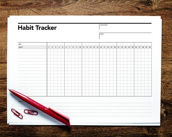 Habit Tracker, Miesięczne nawyki, Goal Tracker, 30-dniowy plan nawyków, Planer celów, Dzienny wykres nawyków, Goal Tracker, Wykres nawyków, Wykres celów