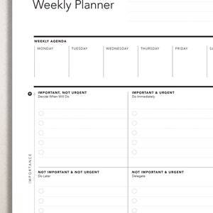 Weekly Task Priority Matrix, Eisenhower Matrix, Decision Matrix, Productivity Planner, Daily Planner, Urgent-Important Matrix image 2