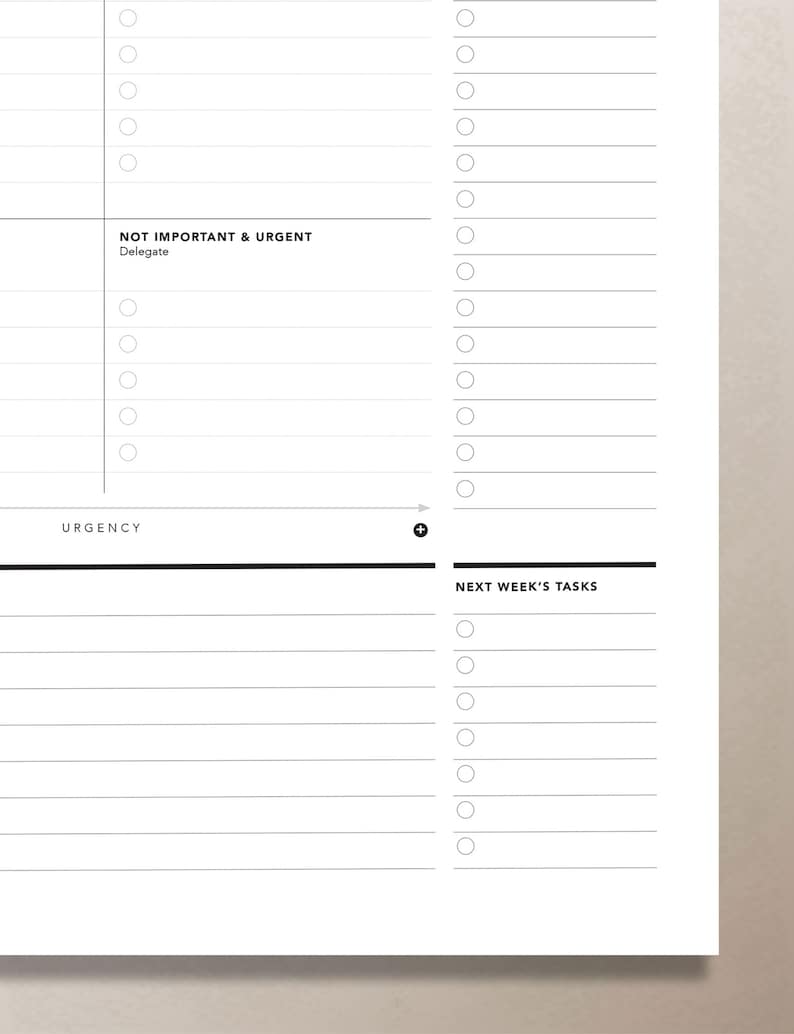 Weekly Task Priority Matrix, Eisenhower Matrix, Decision Matrix, Productivity Planner, Daily Planner, Urgent-Important Matrix image 5