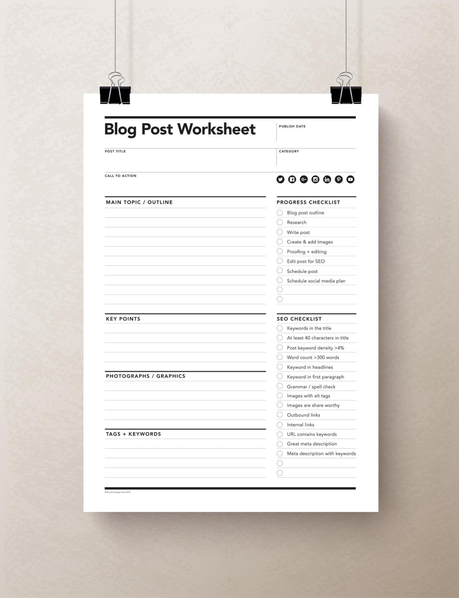 Blog Planner Worksheet, Blog Worksheet, Blogger, Blog Plan, Blogging ...