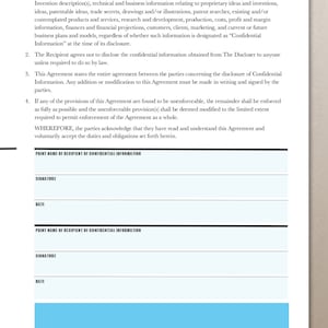 Secresy Form Confidentiality Agreement, Non-disclosure Agreement, NDA, Confidential ...