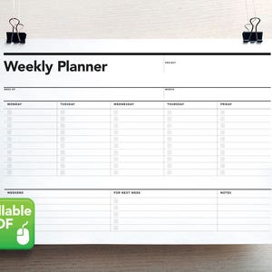 Fillable Weekly Planner, Student Agenda, PDF, Printable To Do list, Weekly Agenda, Weekly Action Plan, Student Planner, Project Planner image 2