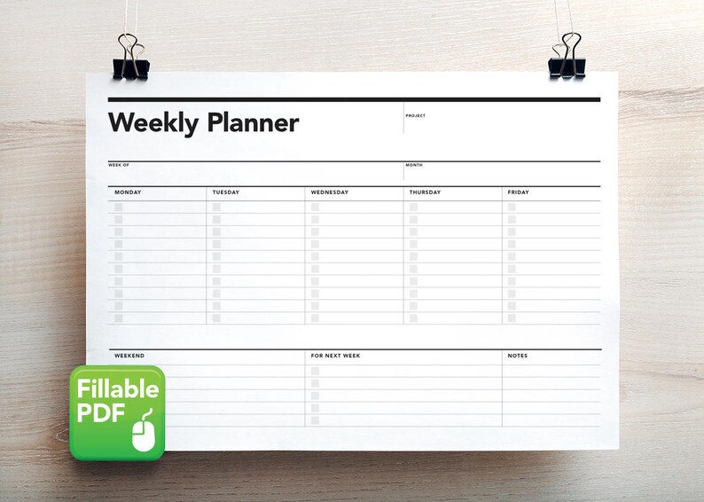 Fillable Weekly Planner, Student Agenda, PDF, Printable To Do list, Weekly Agenda, Weekly Action Plan, Student Planner, Project Planner image 2