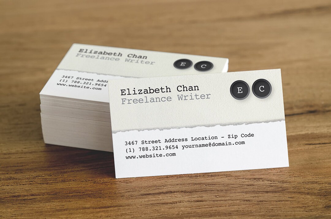 Copywriter Business Card Design, Printable, Editable Template With Logo