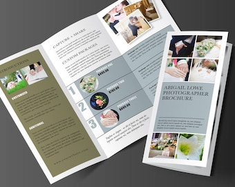Trifold Brochure Design, Rack Brochure Template, Marketing Kit, Photography Brochure, Marketing Brochure, 3 Panel Brochure, Bride, Printable