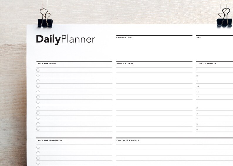 Daily Work Planner, Life Planner, Daily Agenda, Printable To Do list, College Planner, Personal Planner, Daily Action Plan, Student Agenda image 2