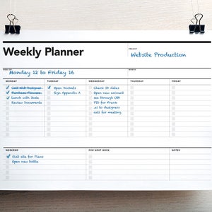 Fillable Weekly Planner, Student Agenda, PDF, Printable To Do list, Weekly Agenda, Weekly Action Plan, Student Planner, Project Planner image 3