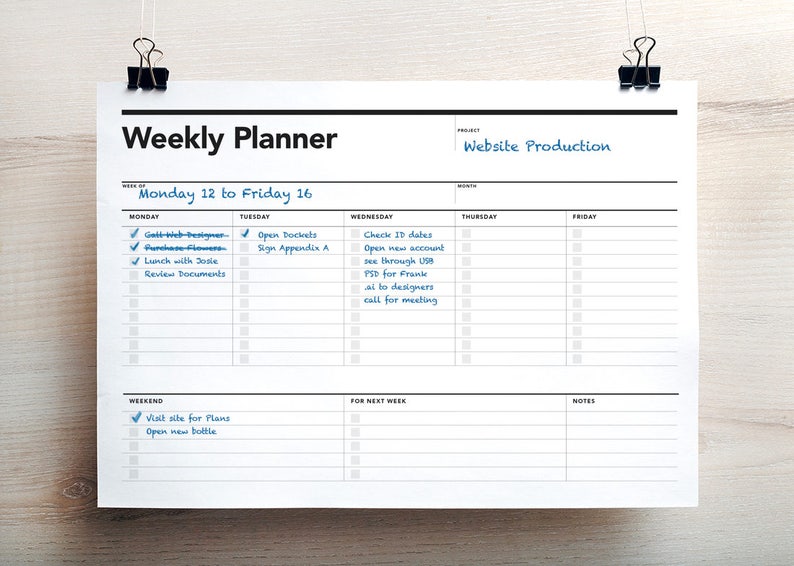 Fillable Weekly Planner, Student Agenda, PDF, Printable To Do list, Weekly Agenda, Weekly Action Plan, Student Planner, Project Planner image 3