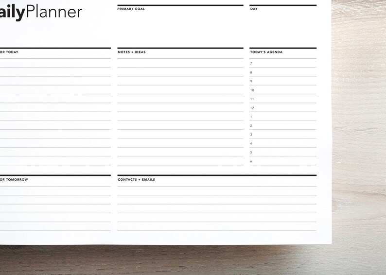 Daily Work Planner, Life Planner, Daily Agenda, Printable To Do list, College Planner, Personal Planner, Daily Action Plan, Student Agenda image 5