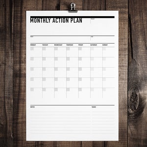 Printable Monthly Planner, Student Planner, Student Agenda, Printable Calendar, Monday Start, Monthly Action Plan, PDF Monthly Agenda
