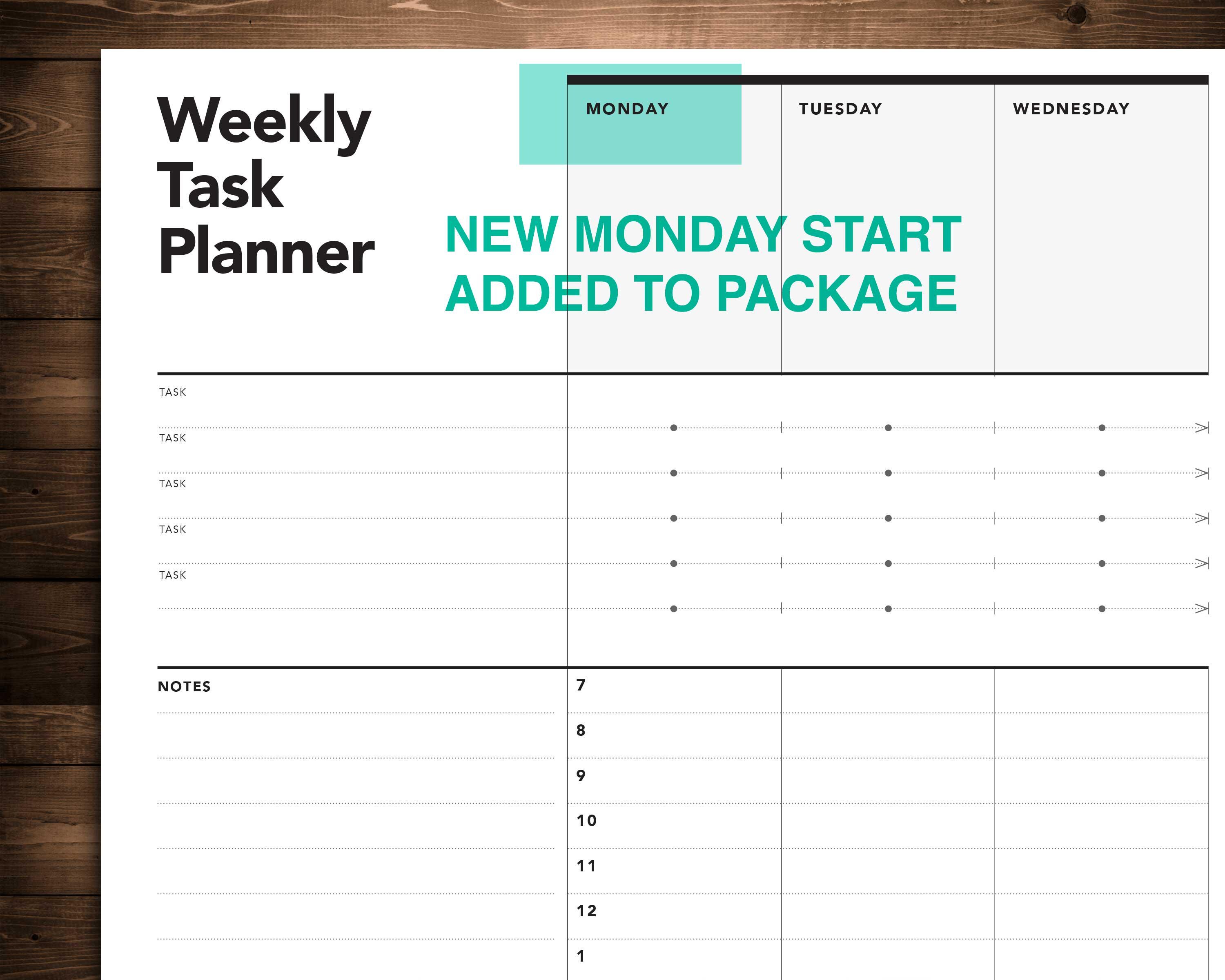 Weekly Task Planner, Weekly Agenda, Week Planner, Printable Weekly ...
