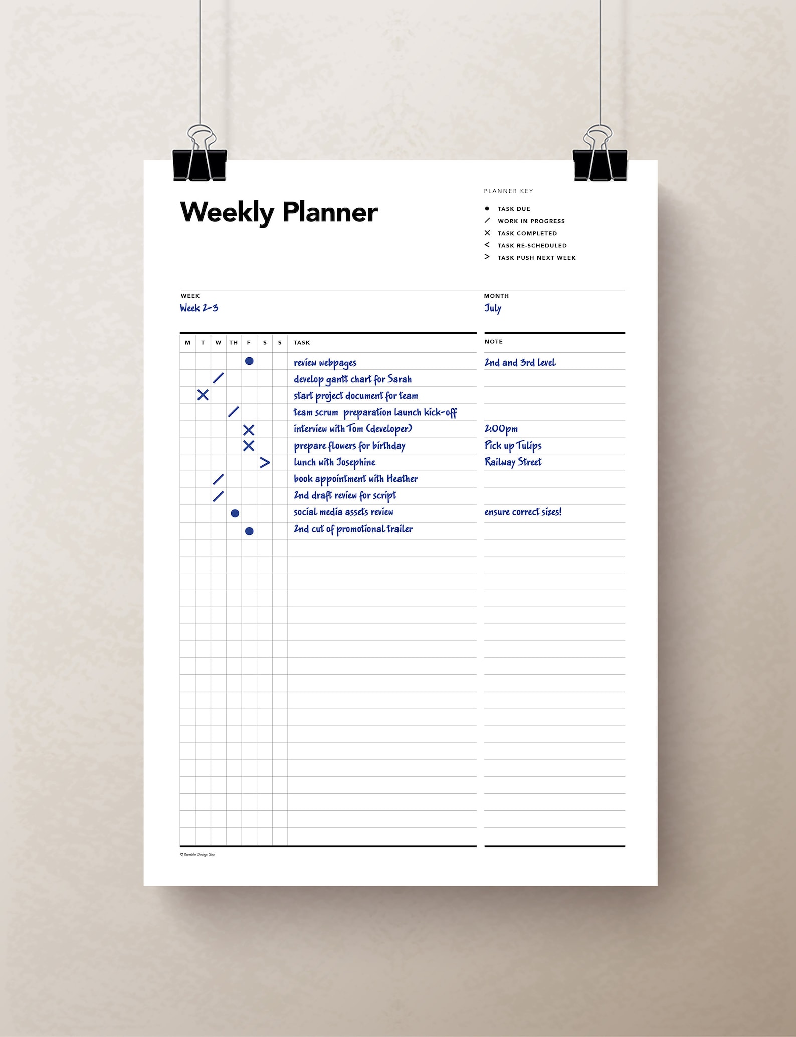 Alastair Method Weekly Planner, Column Task Planner, Task Flow Agenda ...