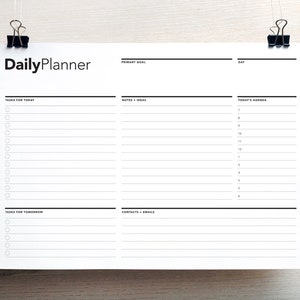 Daily Work Planner, Life Planner, Daily Agenda, Printable To Do list, College Planner, Personal Planner, Daily Action Plan, Student Agenda image 1