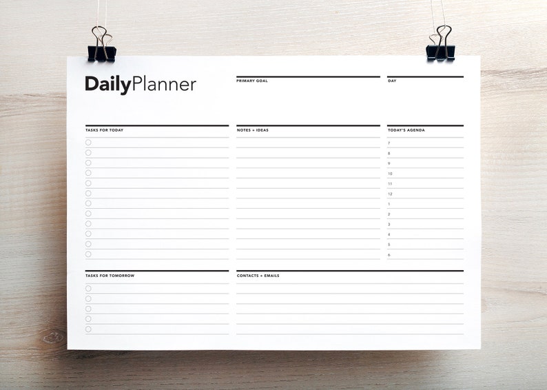 Daily Work Planner, Life Planner, Daily Agenda, Printable To Do list, College Planner, Personal Planner, Daily Action Plan, Student Agenda image 1