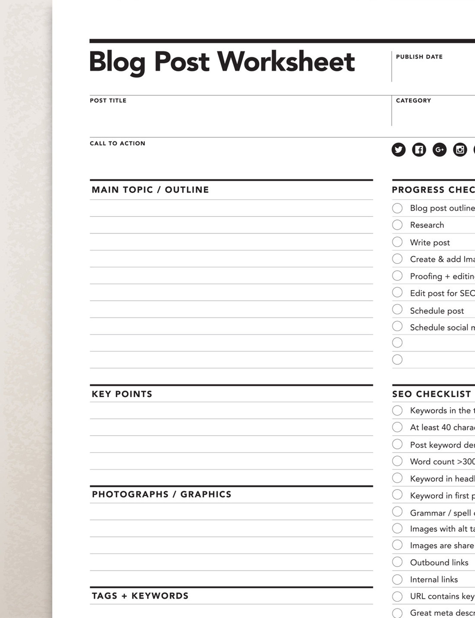 Blog Spreadsheet Blog Planner Worksheet, Blog Worksheet, Blogger, Blog Plan, Blogging ...